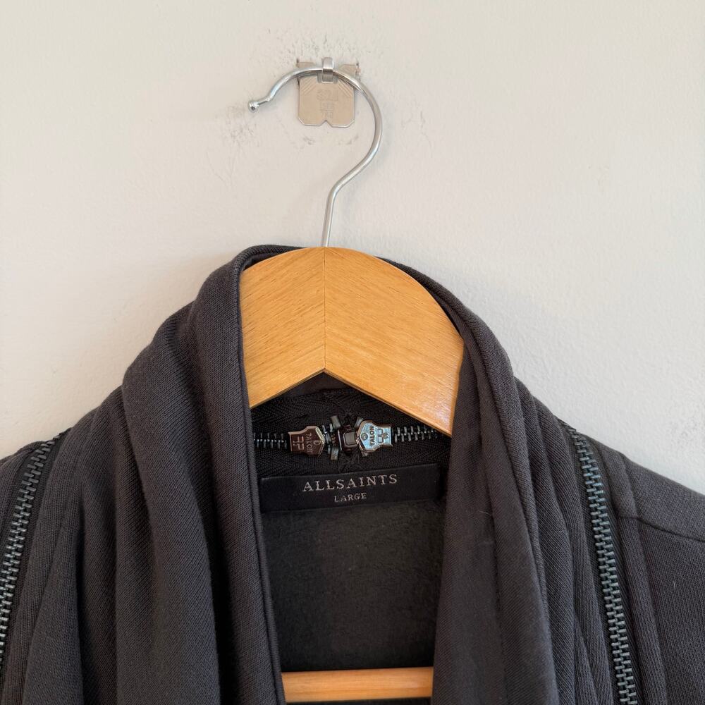 AllSaints Fera Sleeveless Waterfall Open Front Sweatshirt Vest Black L - Picture 5 of 11